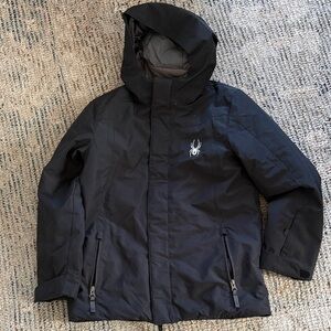 Spyder Black Ski Jacket with Hood kids 10-12